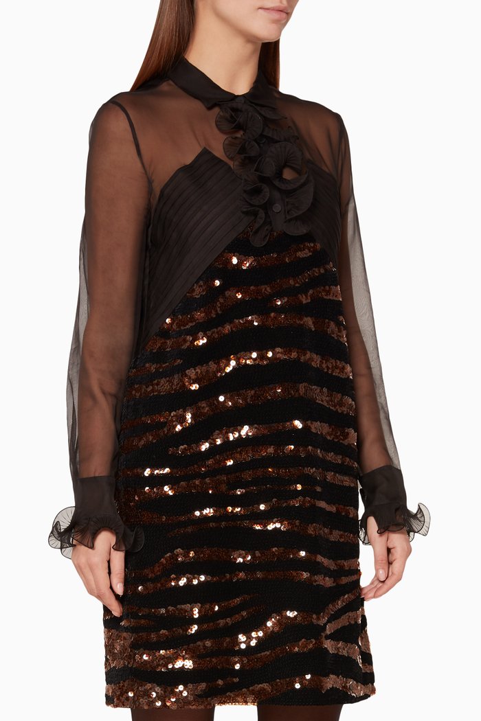 

Black Embellished Silk Mini Dress