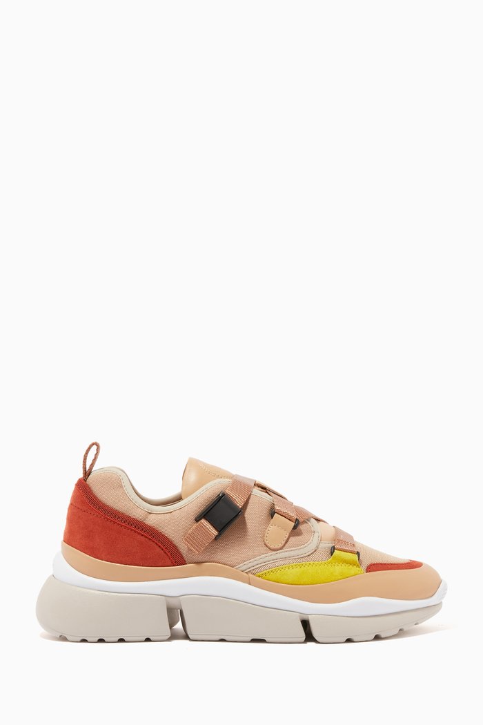 

Sonnie Low-Top Sneakers in Suede Calfskin & Mix Materials, Pink
