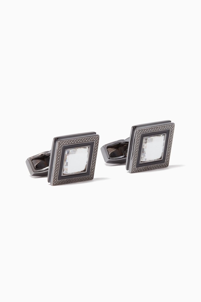 

Nero Embellished Quadrato Cufflinks, Grey