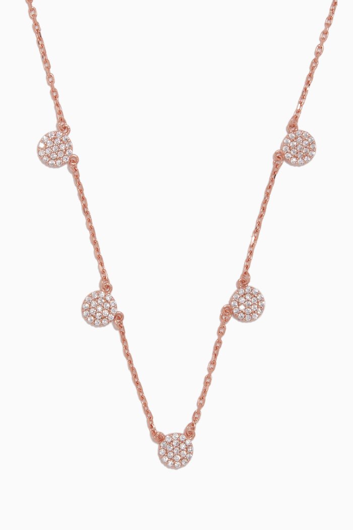

Rose Gold Embellished Disc Necklace, Neutral