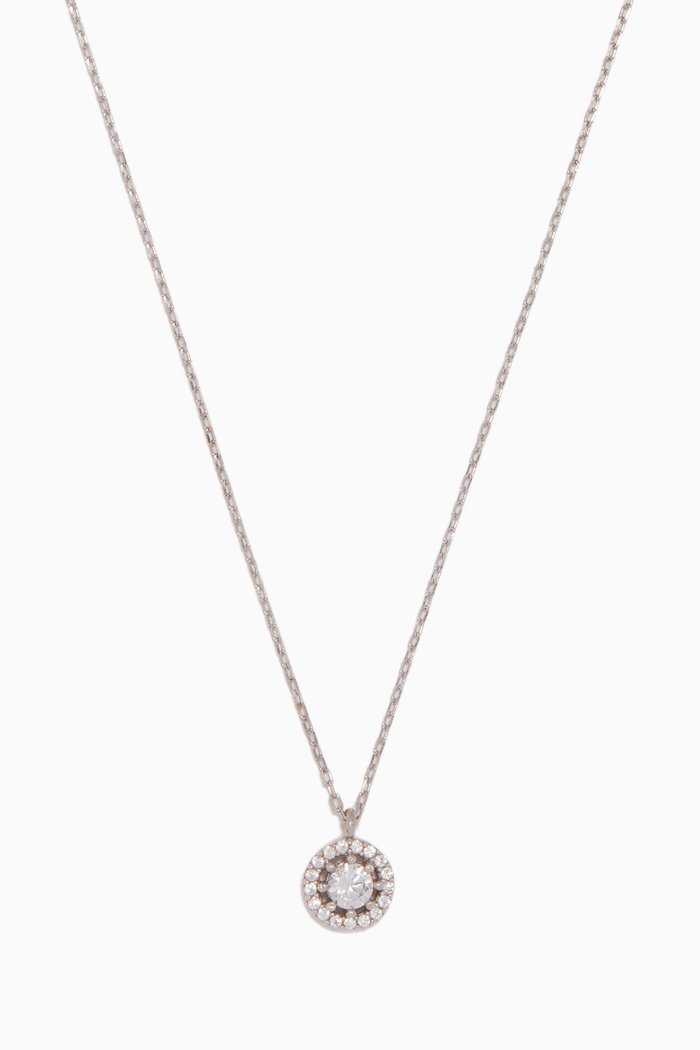 Silver Crystal-Embellished Pendant Necklace, White