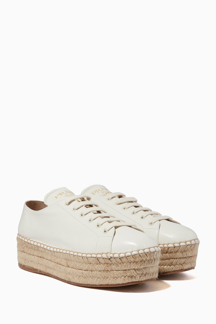 

White Lace-Up Espadrille Flatforms