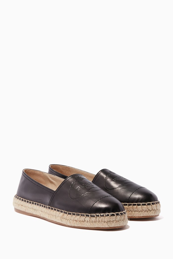 

Logo-Embossed Espadrilles in Leather, Black