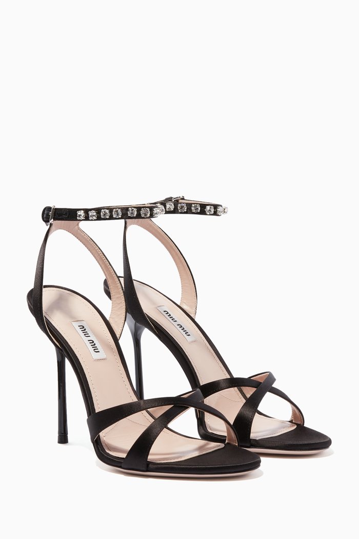 

Black Satin Criss-Cross Sandals