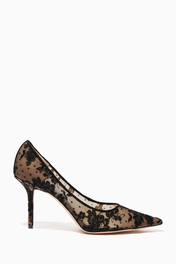 

Black Floral Lace Love Pumps