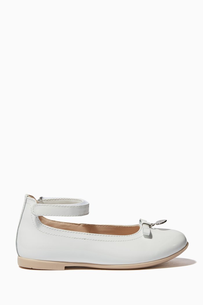 

White Bow & Charm Ballerina Flats