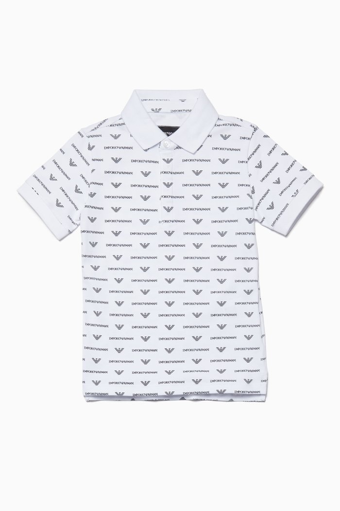 

White Logo Print Polo Shirt