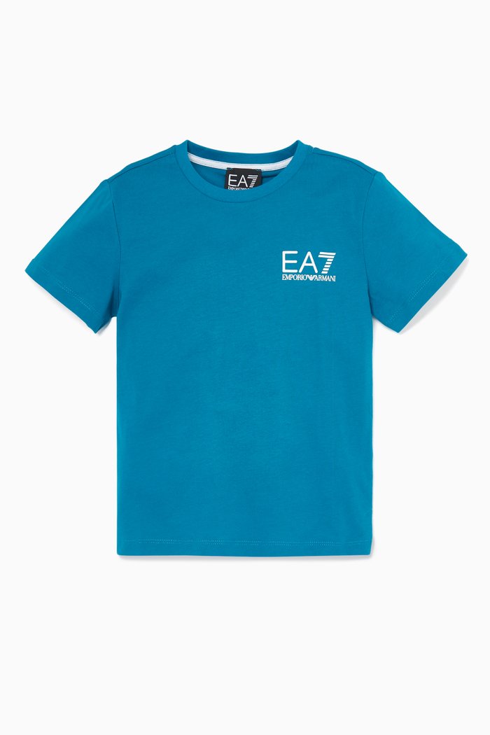 

Blue EA7 Logo Cotton T-Shirt