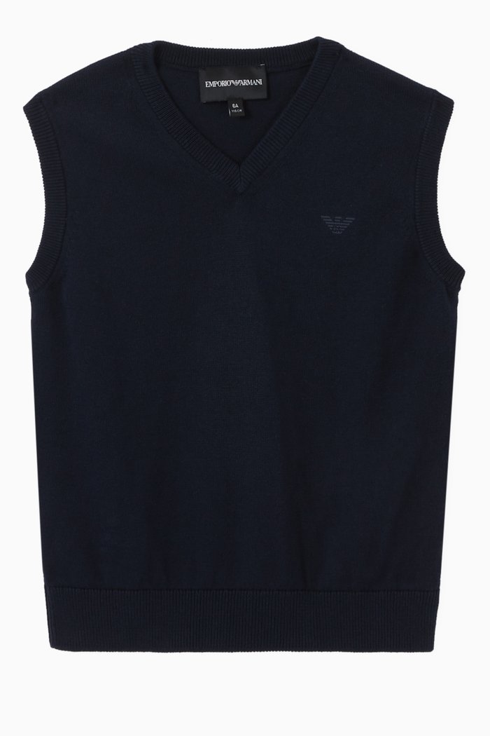 

Knitted Cotton Vest, Blue