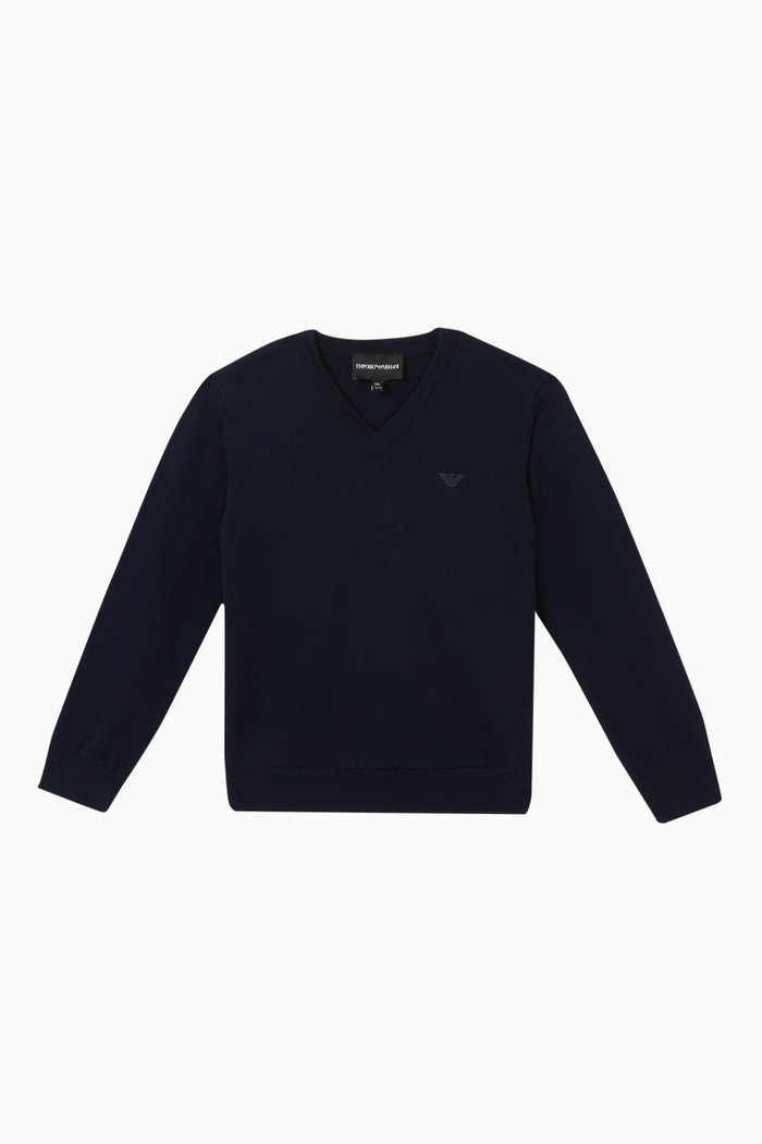 

Knitted Cotton Sweater, Blue