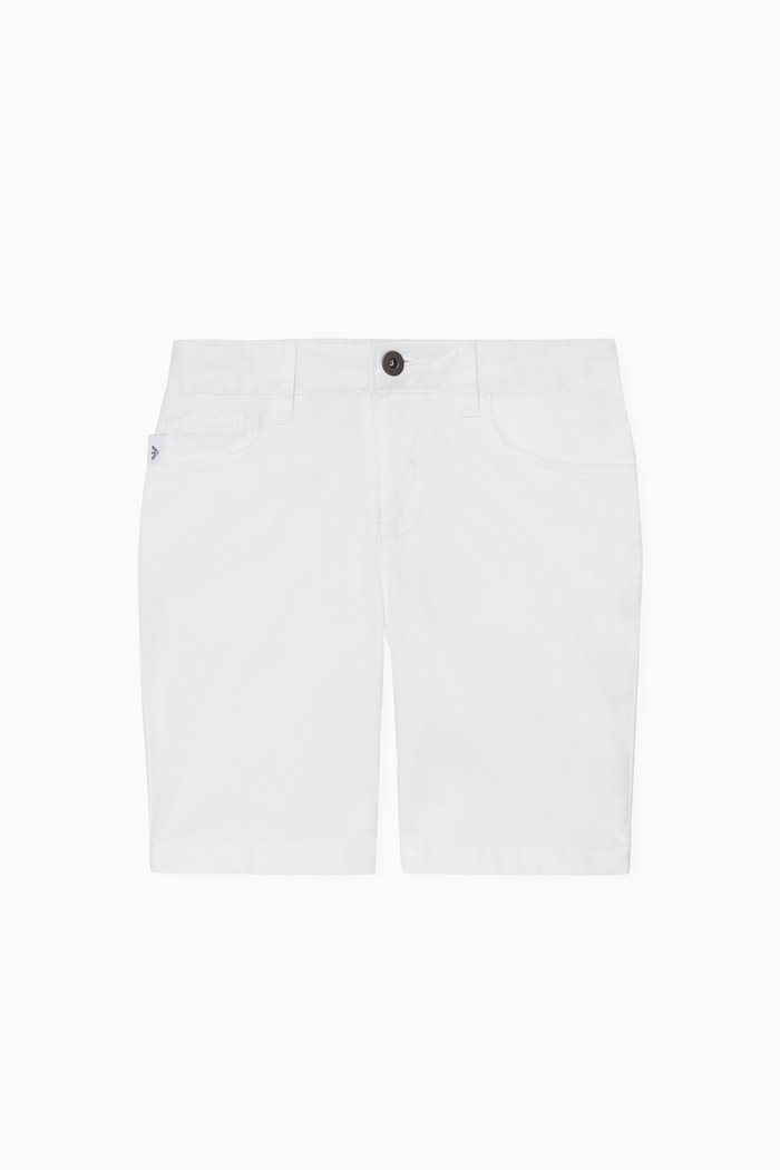 

Logo Detail Cotton Gabardine Shorts, White