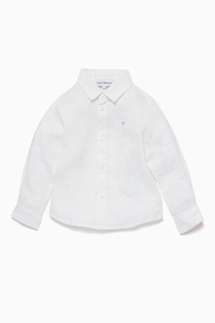 

White Linen Long-Sleeve Shirt