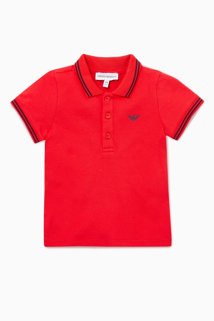 

Contrast Trim Polo Shirt, Red