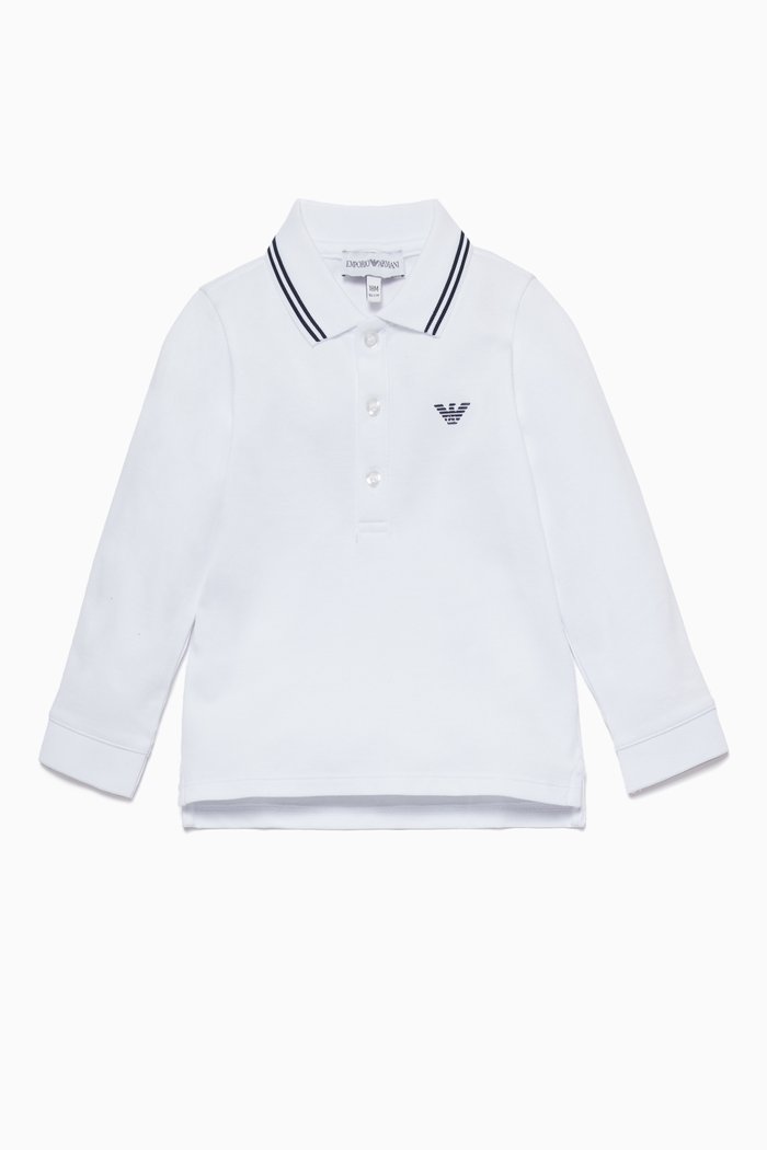 

White Long-Sleeve Polo Shirt