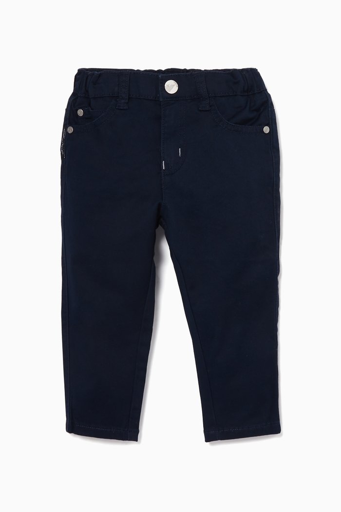 

Navy Cotton-Gabardine Elasticated Pants, Blue