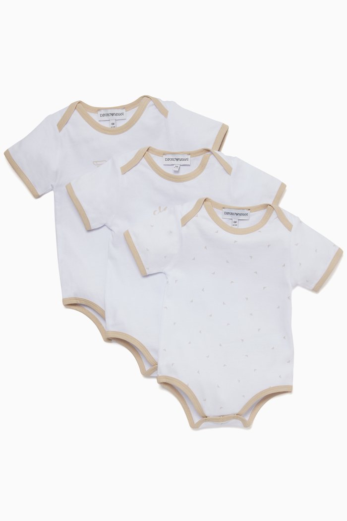 

3-Piece All-Over Logo Bodysuit Set, Neutral