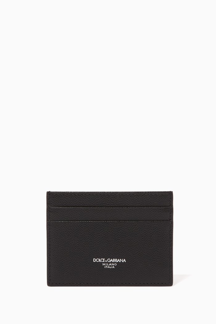 

Textured Leather Card Holder, Black