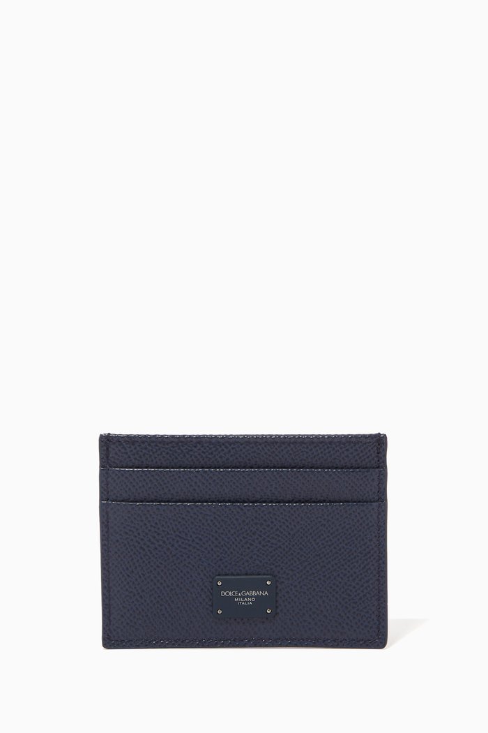 

Dauphine Leather Card Holder, Blue