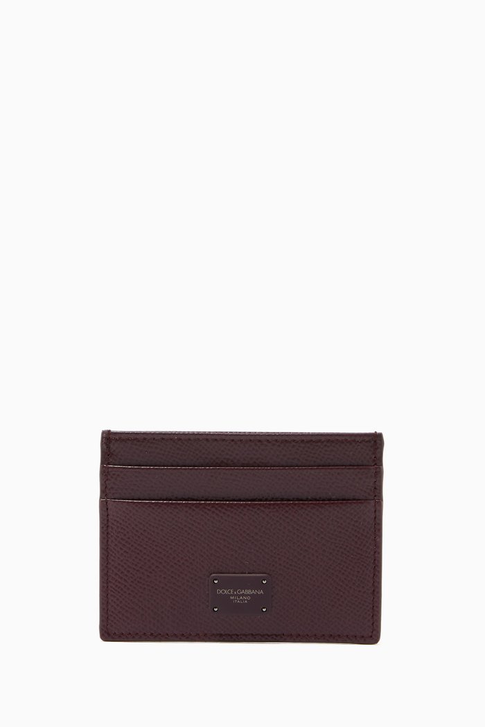 DG Card Holder in Dauphine Leather, Red
