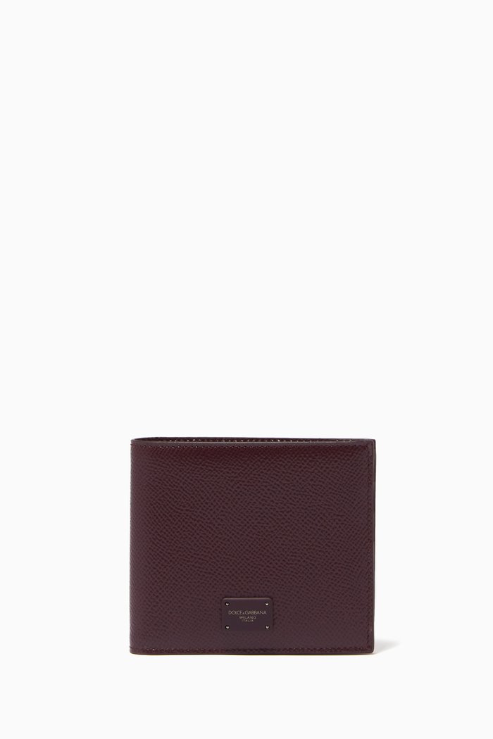 

Bi-Fold Wallet in Dauphine Leather, Red