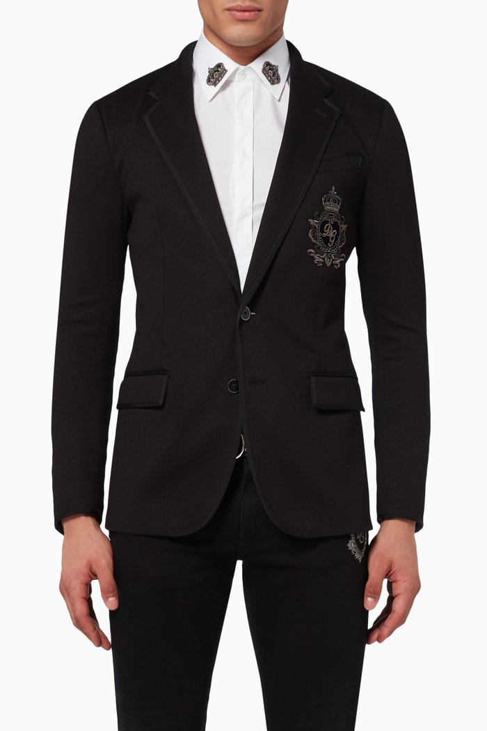 

Embroidered DG Crest Jersey Blazer, Black