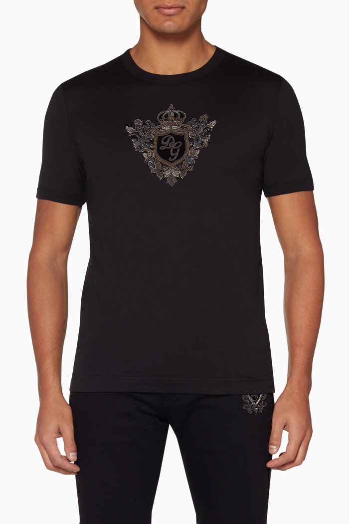 

Black Jersey Embroidered Crown T-Shirt