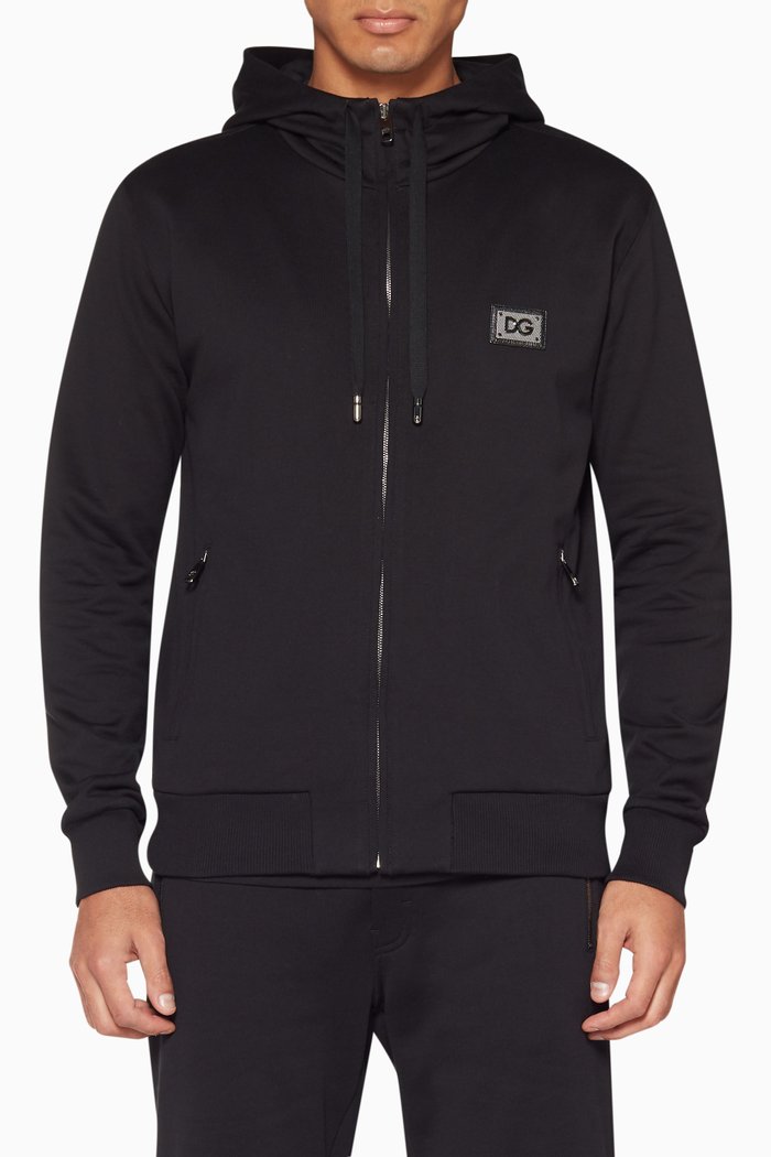 Black Hooded Zip Up Sweatshirt
