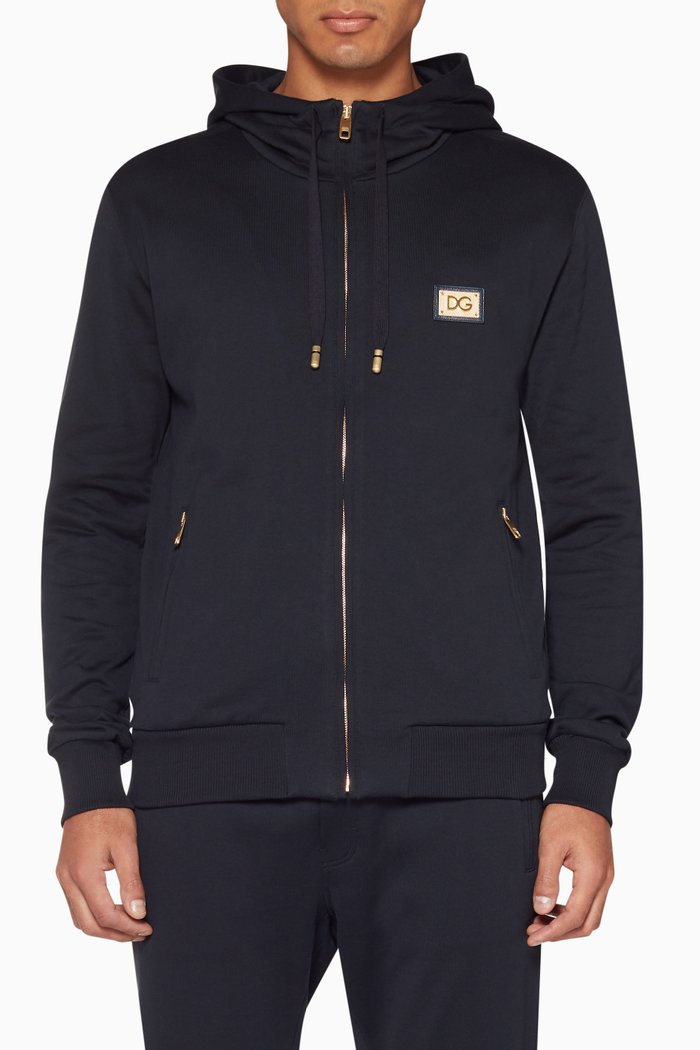 

Dark Blue Hooded Zip Up Sweatshirt