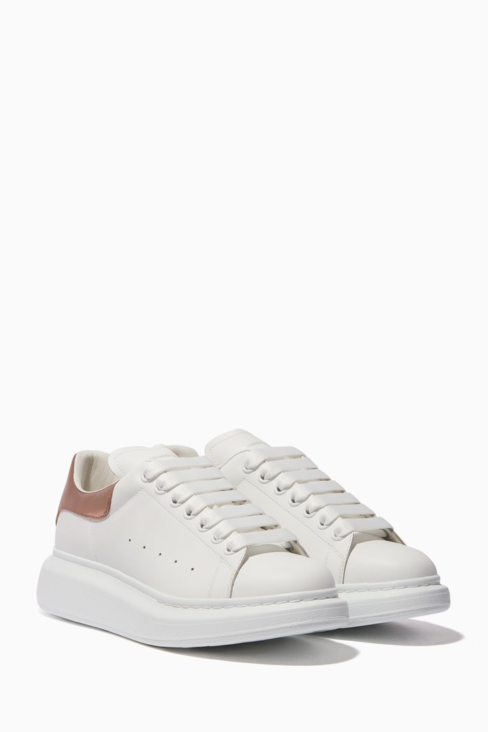 

White & Rose Gold Platform Leather Sneakers