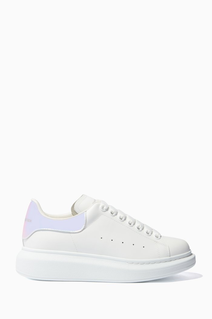 

White Platform Leather Sneakers, Pink