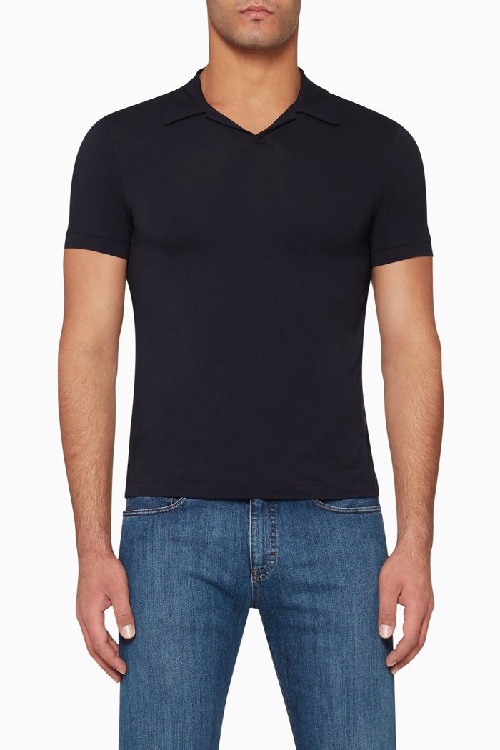 

Bamboo Short-Sleeved Polo Shirt, Blue
