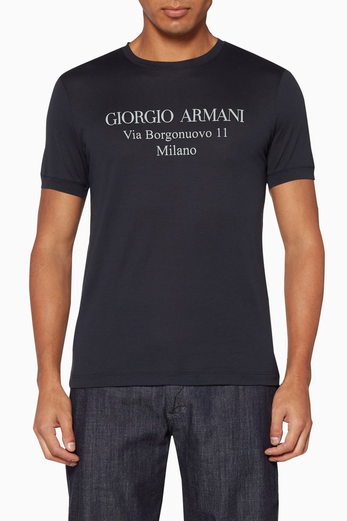 

Borgonuovo Print Cotton T-Shirt, Blue