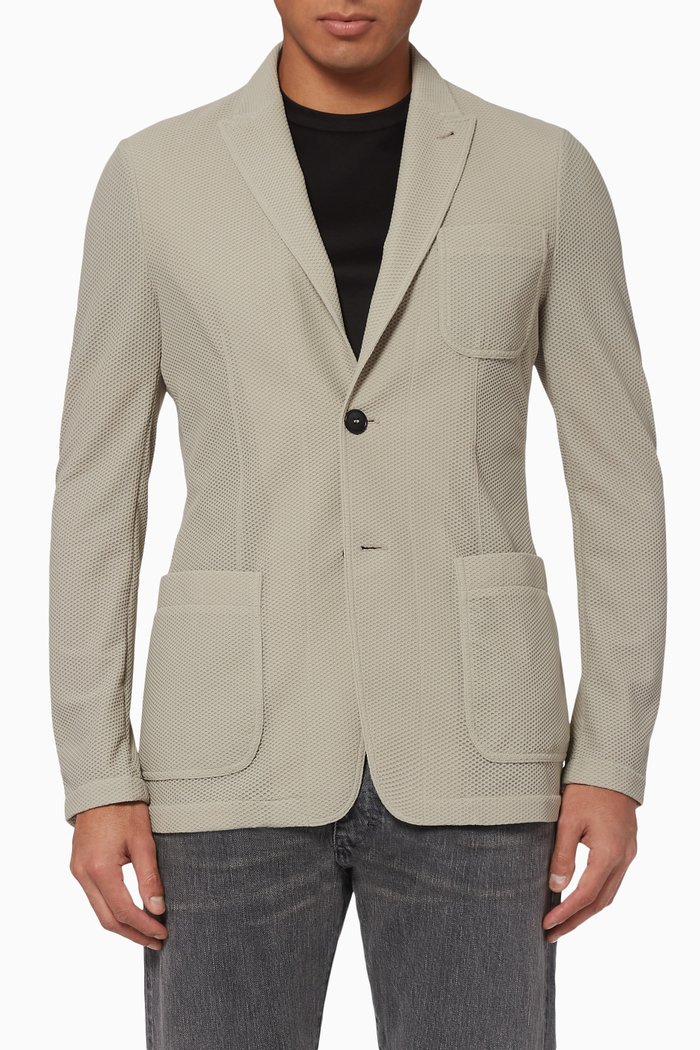 Textured Mesh Blazer, Neutral