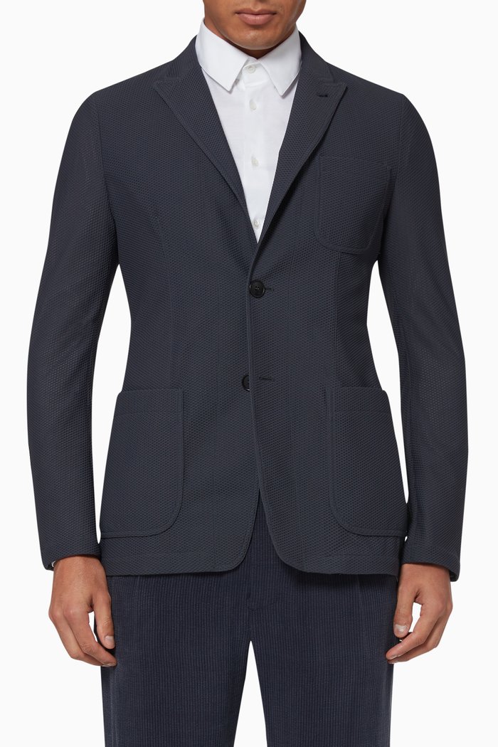 

Textured Mesh Blazer, Grey