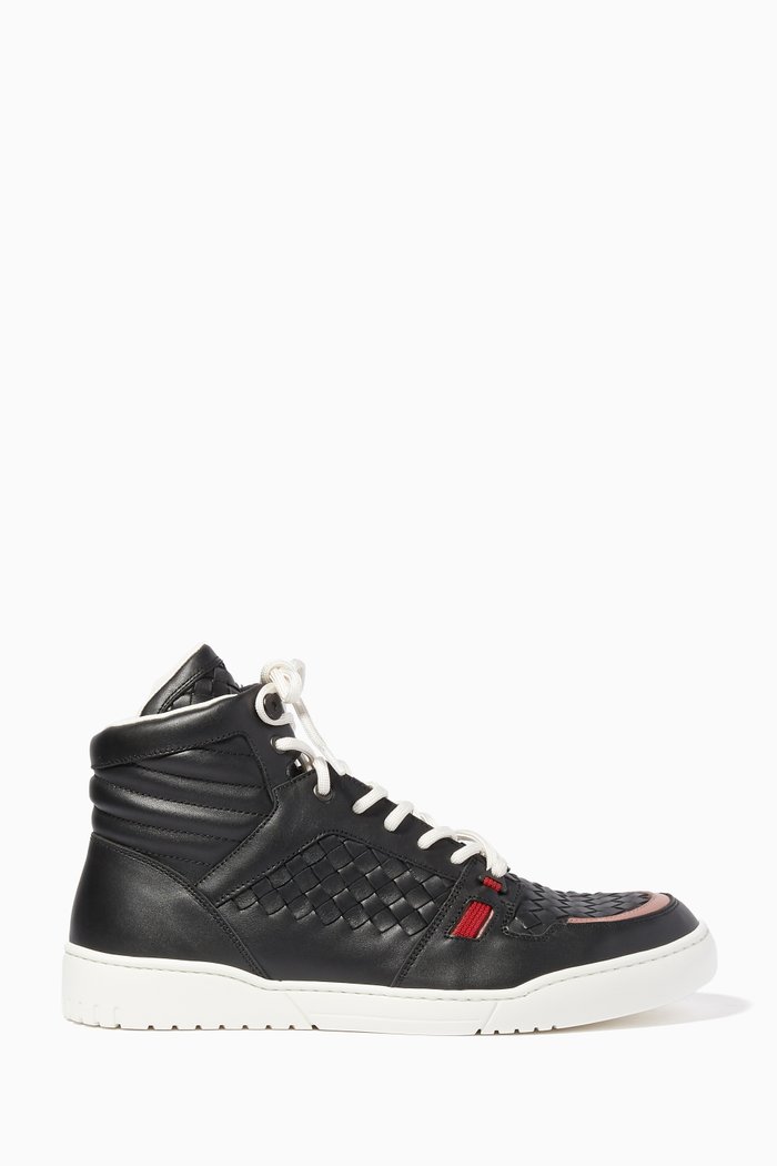 

Black Heeze High-Top Leather Sneakers