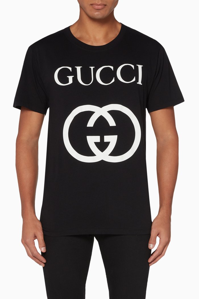 Interlocking G Logo Cotton T-Shirt, Black