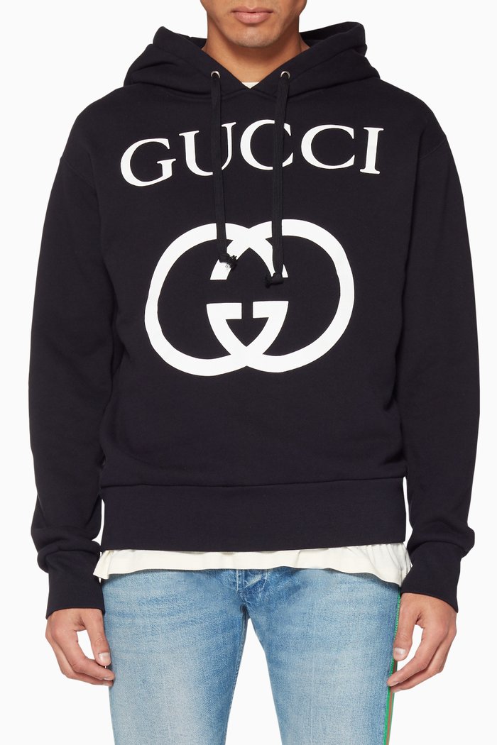 

Black Interlocked GG Hoodie