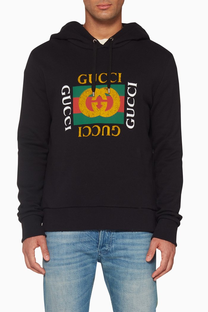 

Black Distressed-Effect Oversize Sweatshirt