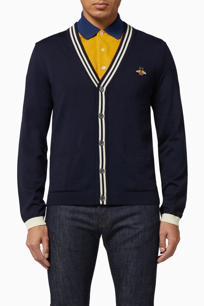 

Bee Wool Knit Cardigan, Blue