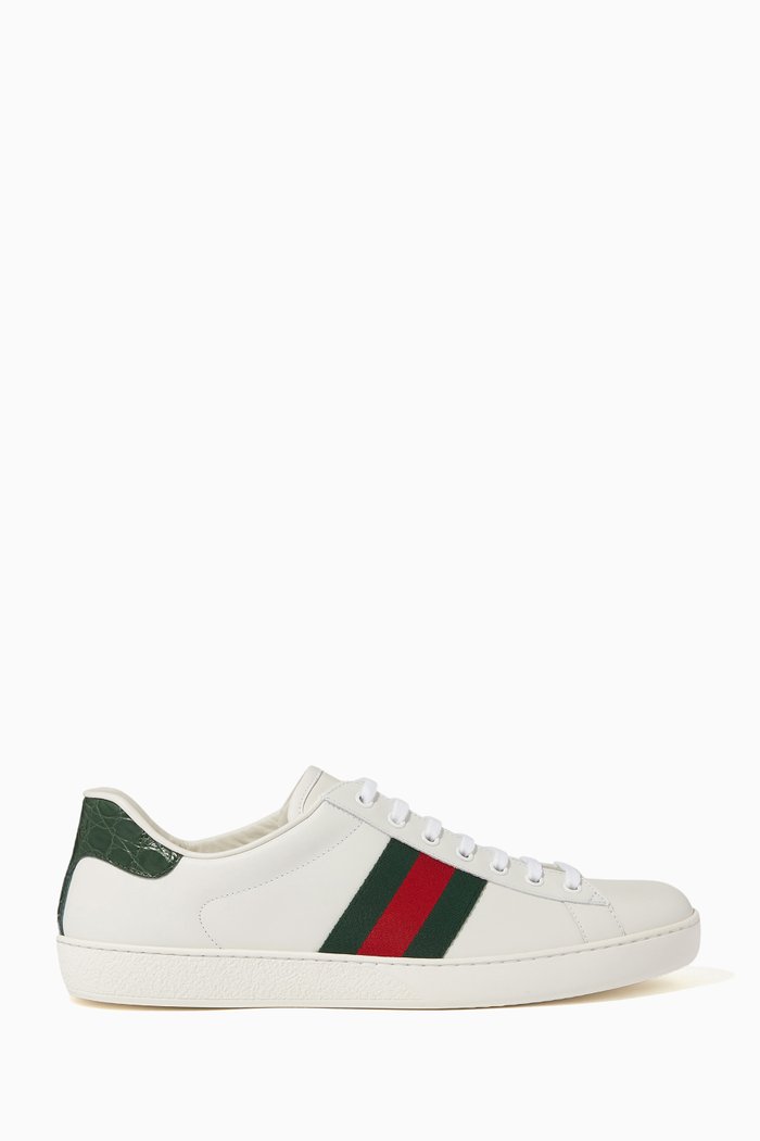 

Ace Web Leather Sneakers, White