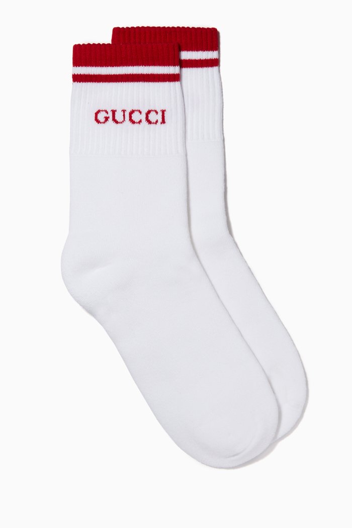 

Logo Striped Tennis Socks, Red