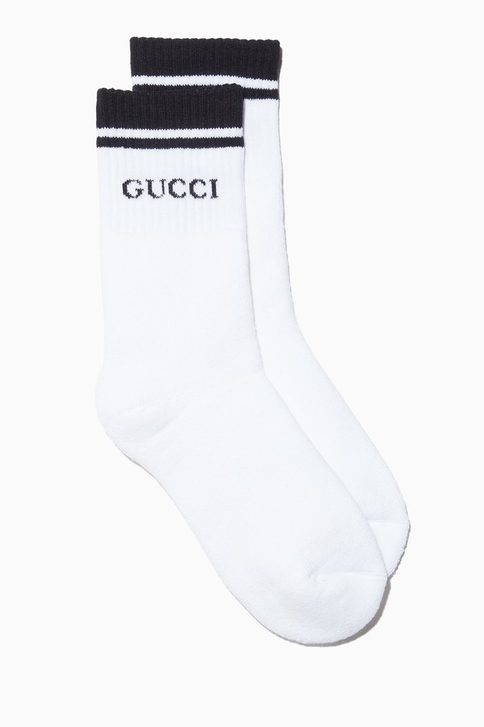 

White Logo Striped Tennis Socks