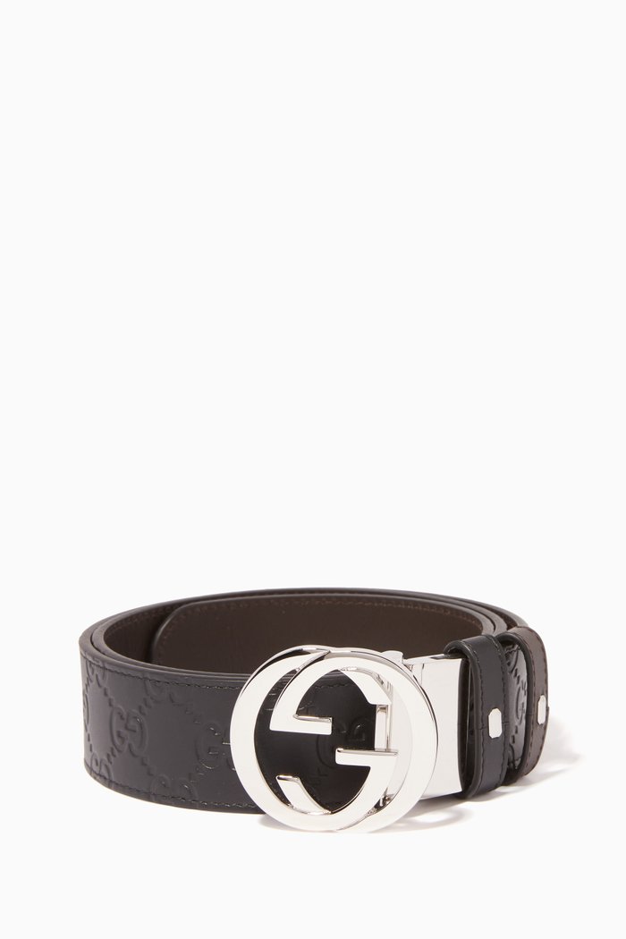 

Reversible Gucci Signature Belt in Leather, Black