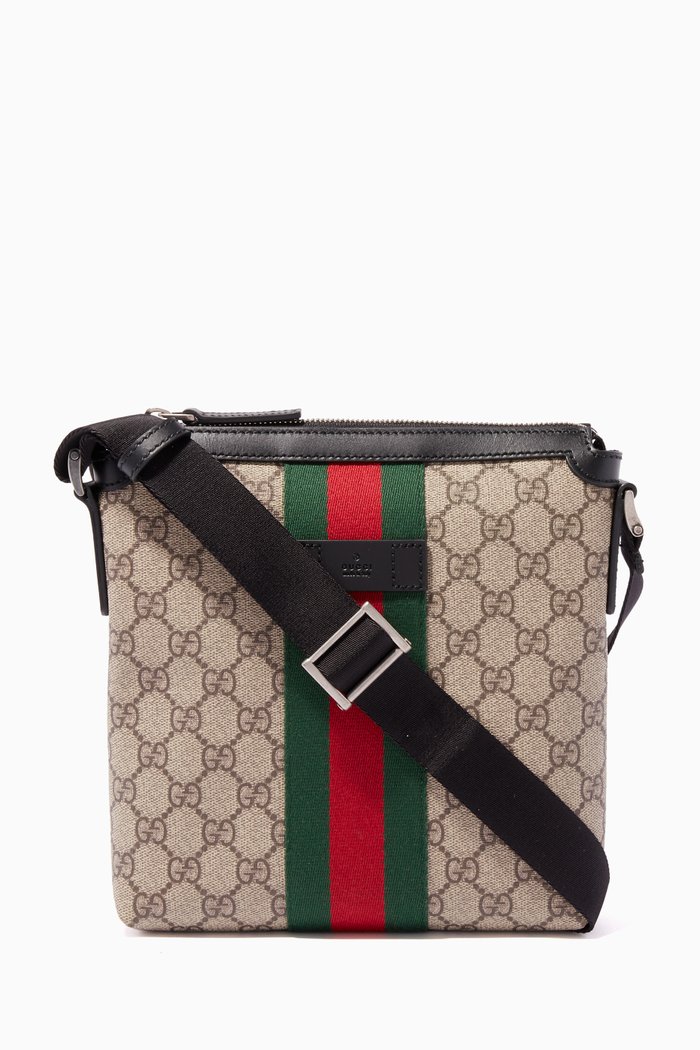

Beige & Ebony Small GG Supreme Messenger Bag, Neutral