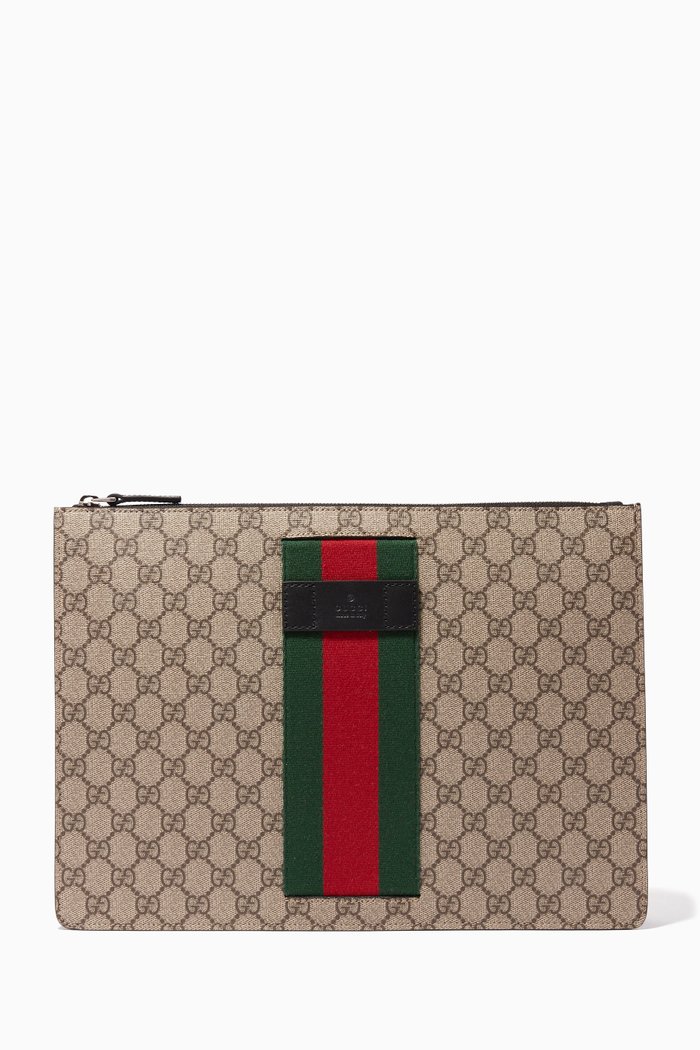 

Beige & Ebony GG Supreme Zip Pouch, Neutral