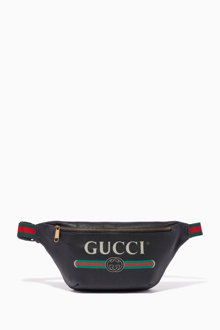 

Black Logo Print Leather Belt Bag