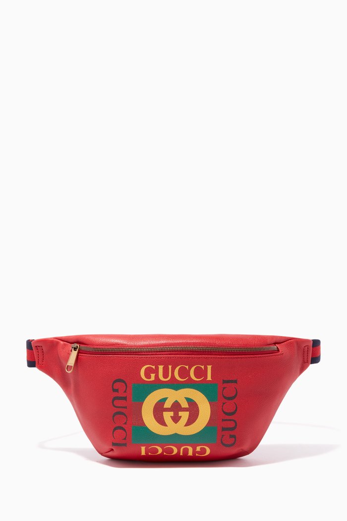 

Hibiscus-Red Leather Belt Bag