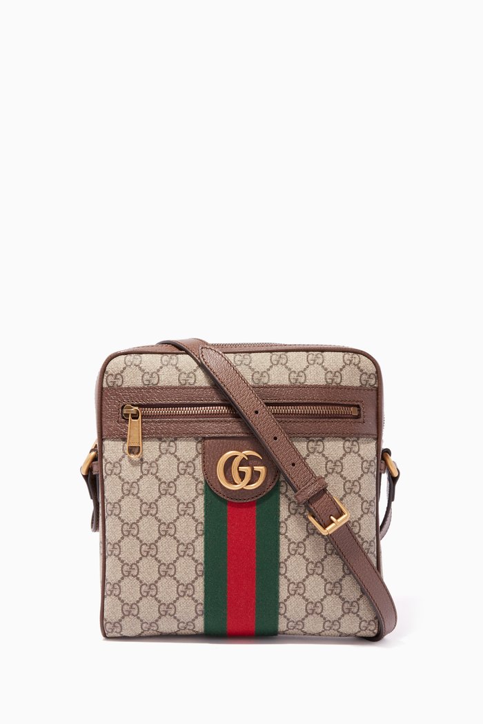 Beige & Ebony Small Ophidia Messenger Bag, Neutral
