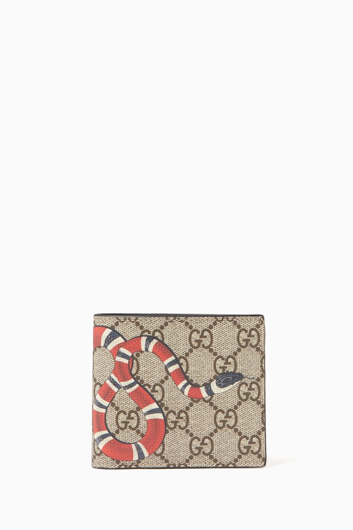 Beige & Ebony Kingsnake Print GG Wallet, Neutral