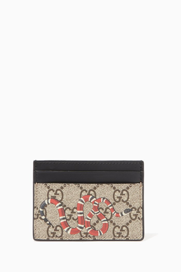 

Beige & Ebony Kingsnake Print GG Card Case, Neutral